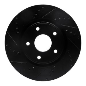 Chrysler Town & Country Brake Rotor (1) - Front Left - R1 Concepts - Drilled & Slotted - Black - `12-`25